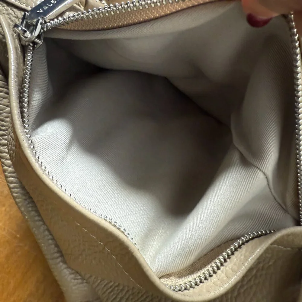 Valentina Italian Bag Sling Backpack Shoulder Pebble Leather Taupe